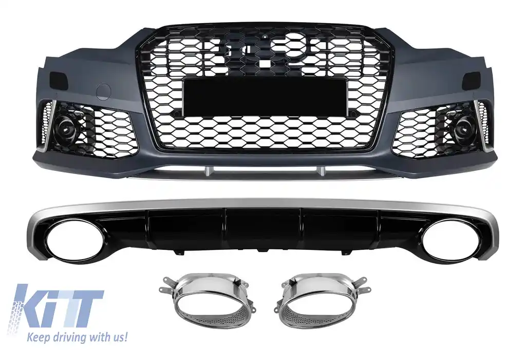 Pachet RS6 potrivit pentru Audi A6 C7 sedan, break 2015-2018 pentru modelul cu bara de protecție spate standard