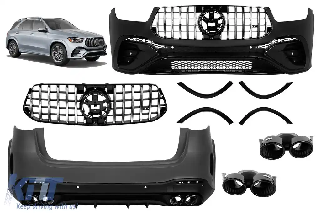 Pachetul GLE53 potrivit pentru Mercedes GLE W167 2018-2023, după 2024 cu ieșiri de evacuare negre