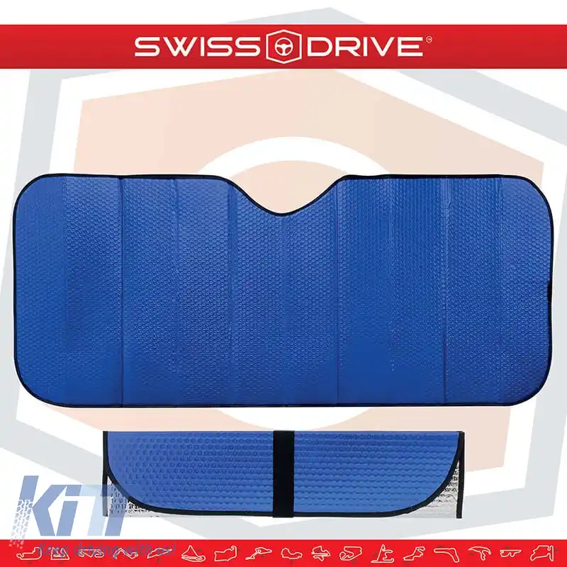 Parasolar Interior Parbriz Față Reflector UV Pliante Albastru Mat Mare MATTBLU 145 x70 cm 1 Bucată-image-6304361