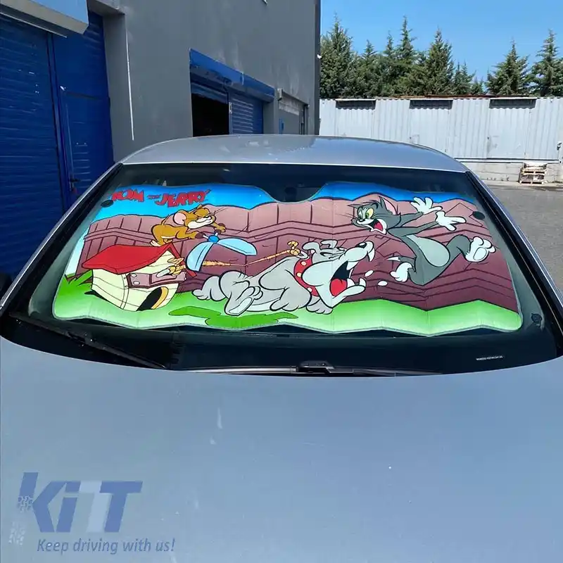 Parasolar interior pentru fereastra din față a mașinii, potrivit pentru Warner Bros Tom & Jerry & Dog 60 x 130 cm 9601-image-6293901