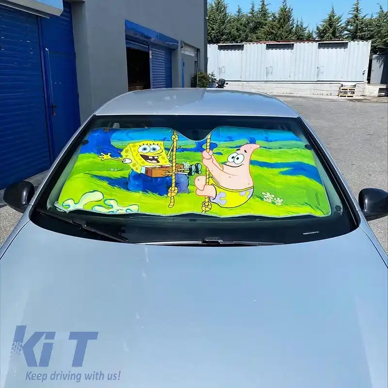 Parasolar interior pentru fereastra din față, potrivit pentru mașină Sponge Bob & Patrick 60 x 130 cm-image-6293908