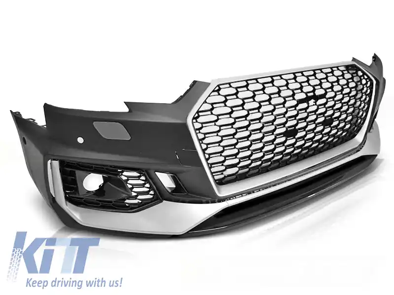 PARAURTI FRONTAL SPORT ARGINTIE NEAGRĂ PDC potrivit pentru AUDI A4 B9 08.15-19