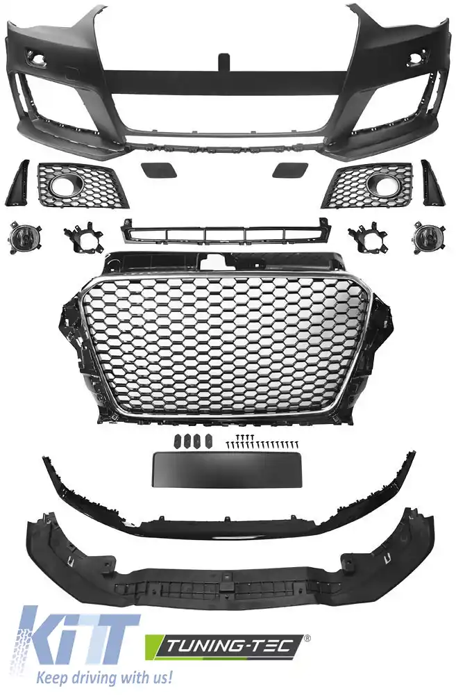 PARAURTI FRONTAL SPORT CHROME NEGRU potrivit pentru AUDI A3 12-16-image-6268217