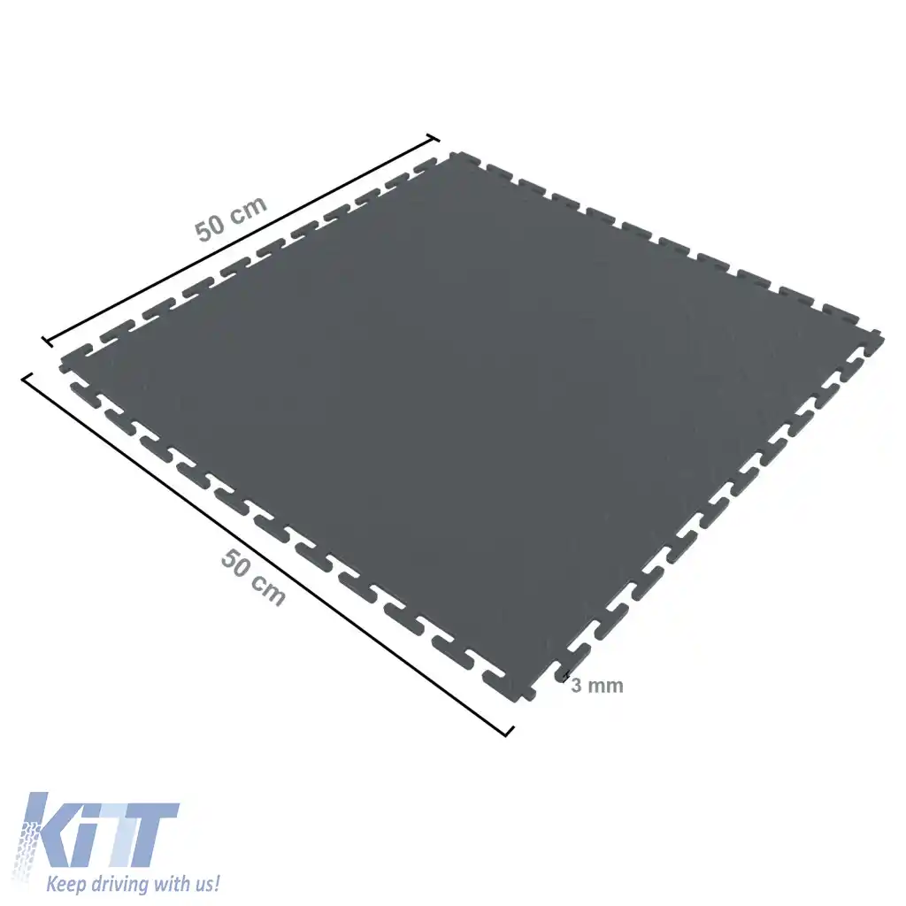 Pardoseală de showroom RAMROXX Performance PVC, cu suprafață nervurată, gri, 50x50cm-image-6276982