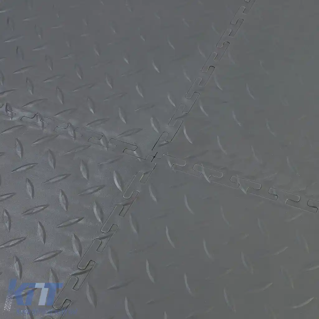 Pardoseală de showroom RAMROXX Performance PVC, cu suprafață nervurată, gri, 50x50cm-image-6276985