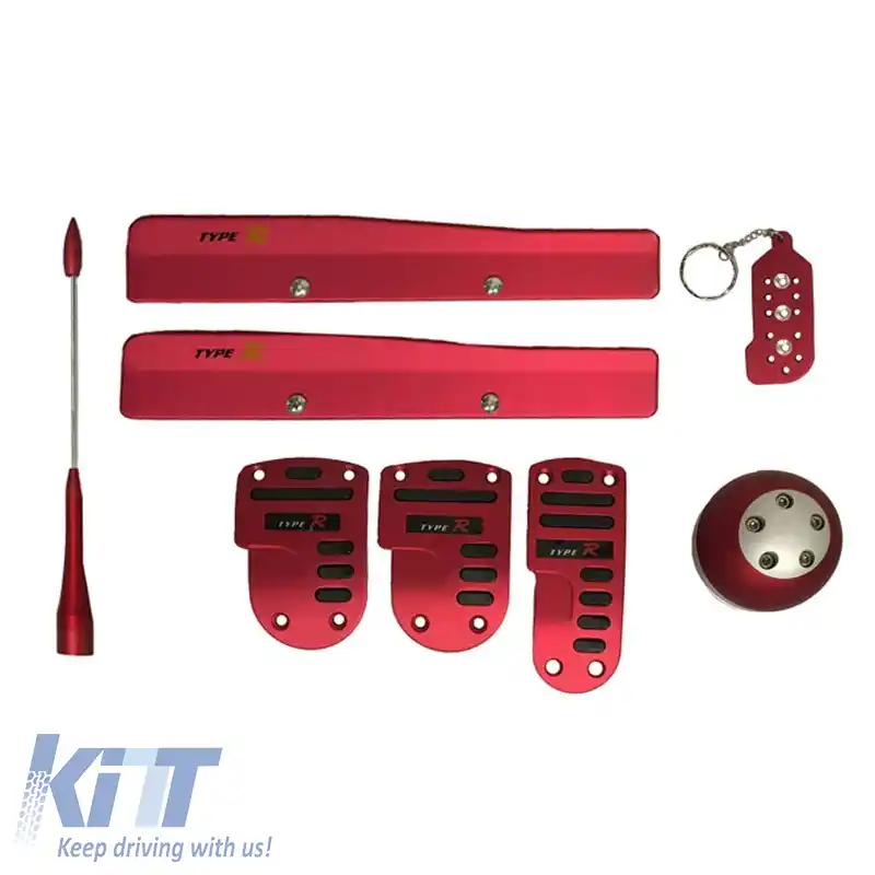 Pedale din aluminiu tip universal Type-R set 8 bucăți culoare roșie-image-6297385