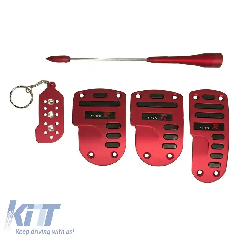Pedale din aluminiu tip universal Type-R set 8 bucăți culoare roșie-image-6297386