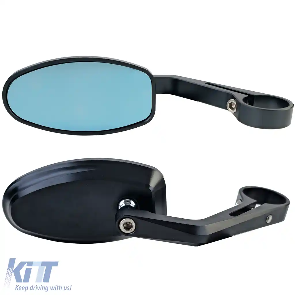 Pereche de oglinzi CNC Bar End Negru Oglindă pentru Motocicletă 22mm Cafe Racer Personalizat