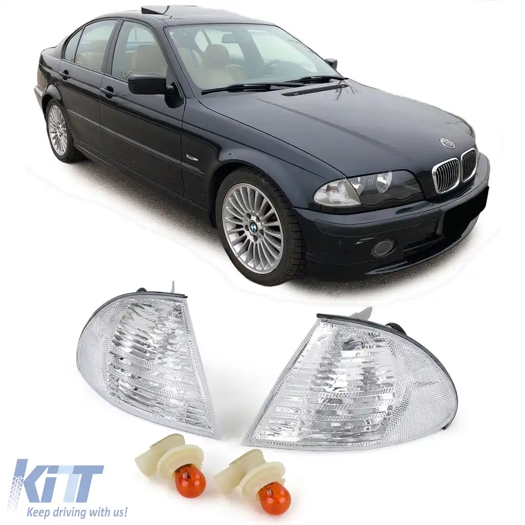 Pereche de semnalizatoare albe dreapta stânga, potrivită pentru BMW Seria 3 E46 Sedan Touring 98-01