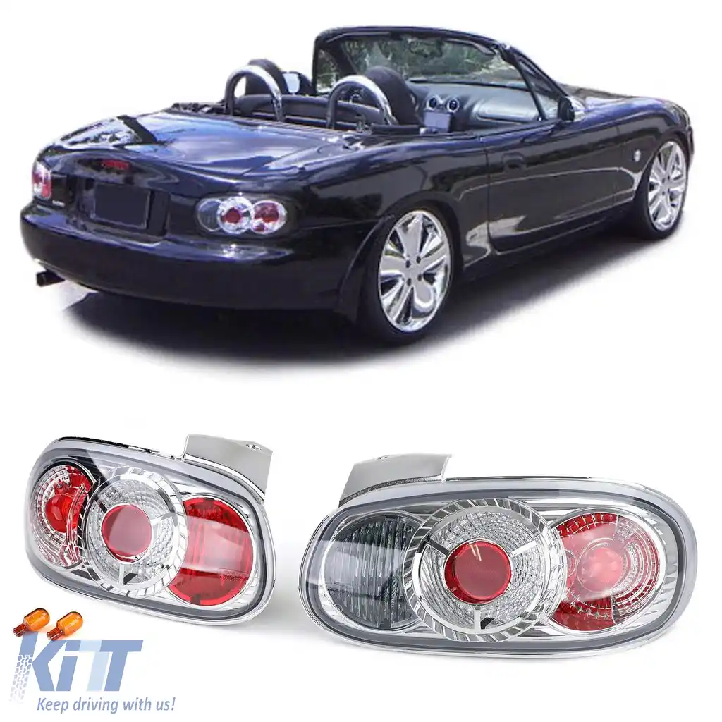 Pereche de stopuri din sticlă clară cu crom, potrivite pentru Mazda MX5 NB 1998-2005