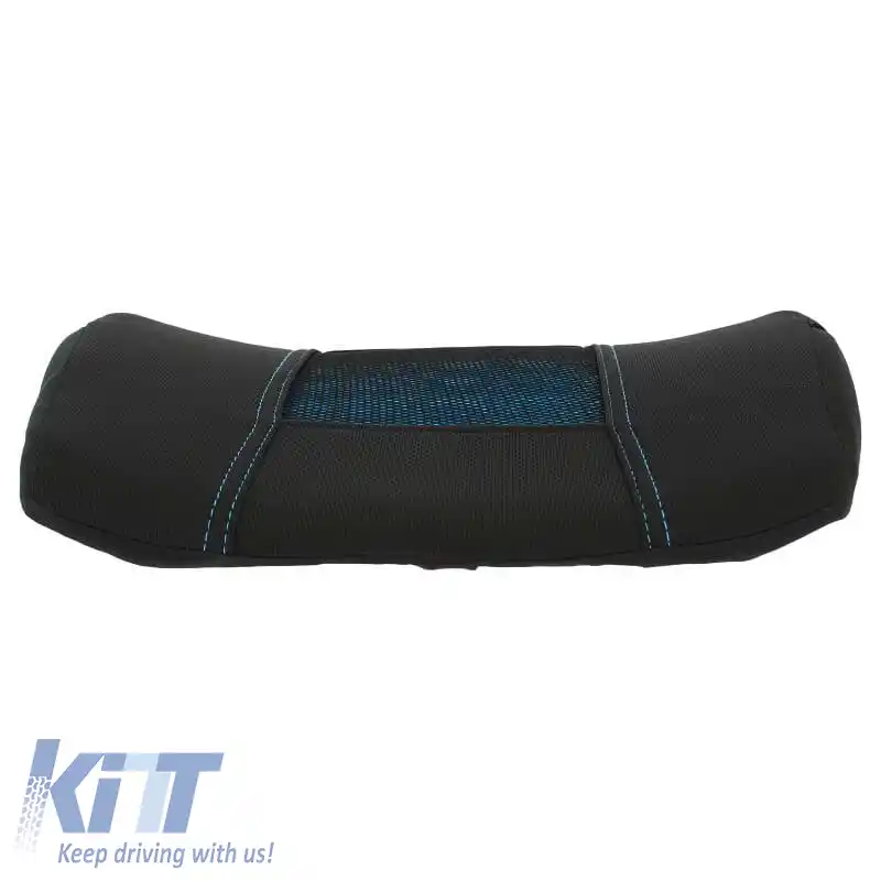Perna de suport pentru spate anatomică / ortopedică din spumă cu memorie și gel 38x35x10cm Negru / Albastru 1 Buc-image-6304906