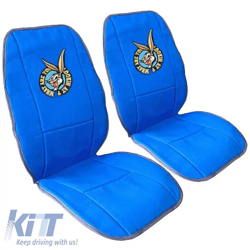 Perne pentru scaune din pânză dublă față Warner Bros Looney Tunes Albastru Bugs Bunny / Gri Taz 2 buc.-image-6302485