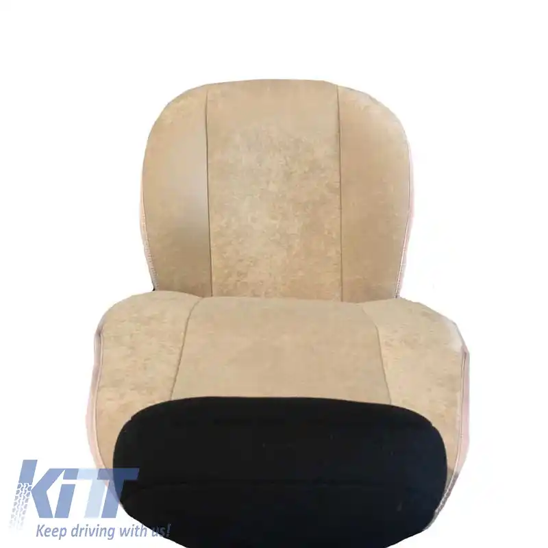 Pernele frontale pentru scaune Alcantara Super Fresh Bej 2 bucăți-image-6295400