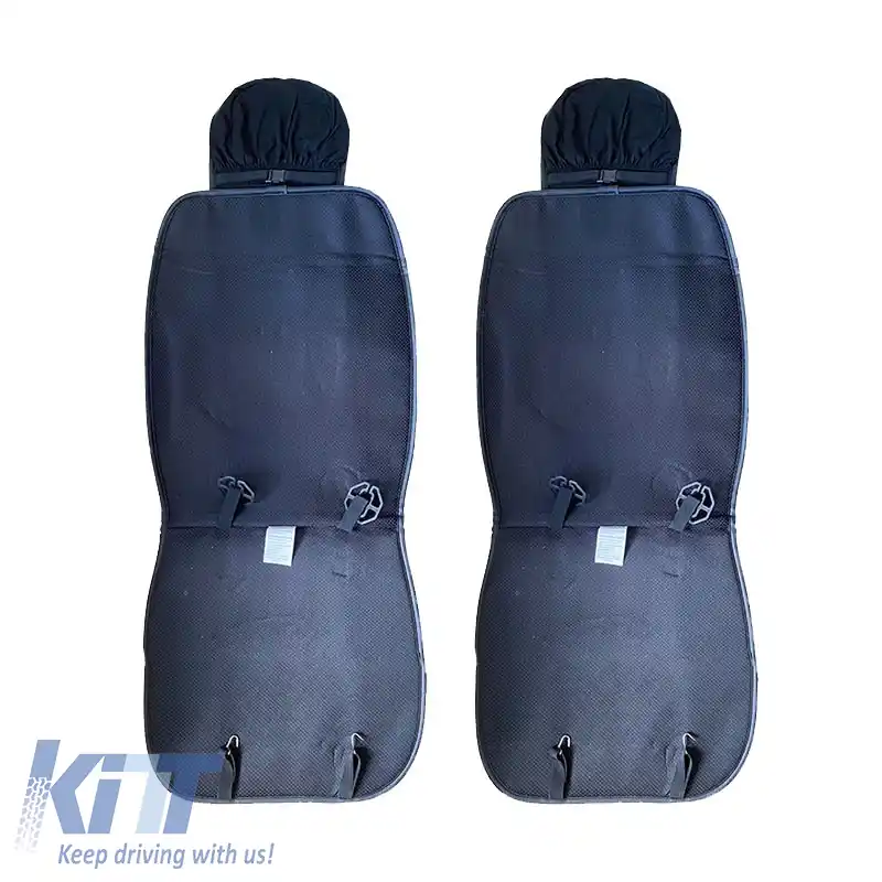 Pernele frontale pentru scaune PU Elegance Negru cu cusătură gri 2 bucăți-image-6304023