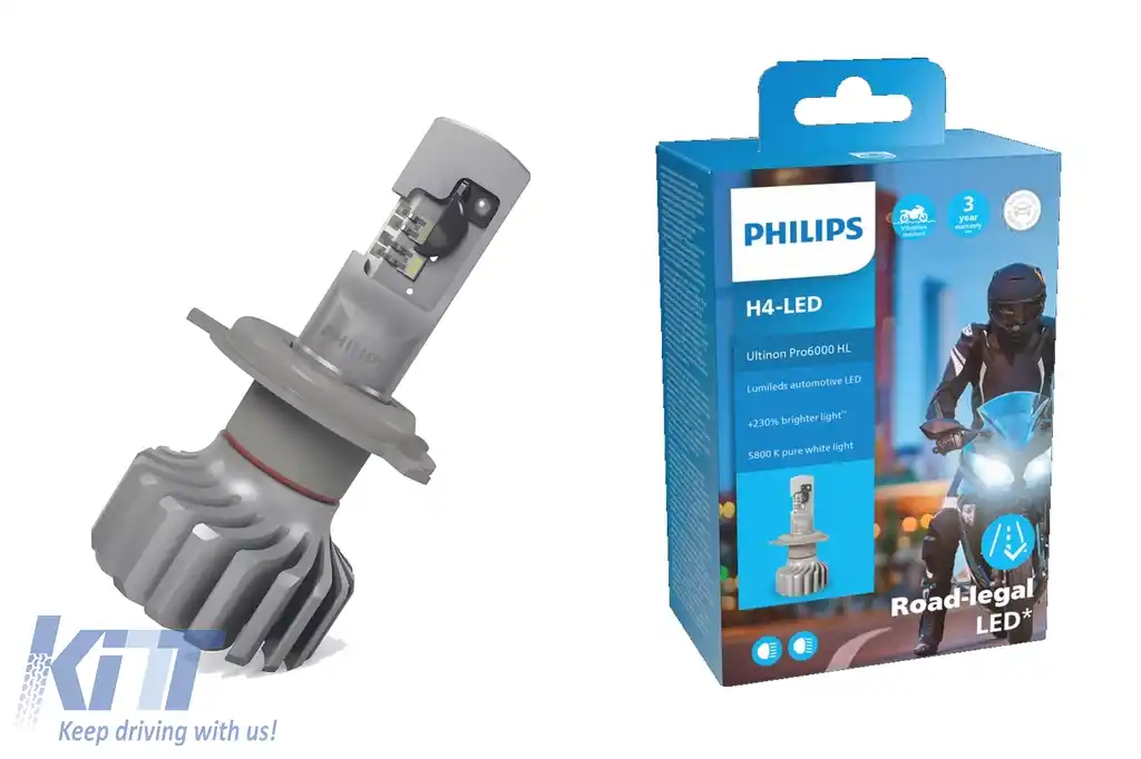 Philips Bec LED H4 12V 18W Ultinon Pro6000 5800K 1 piesa Moto + EcoPro10-image-6114609