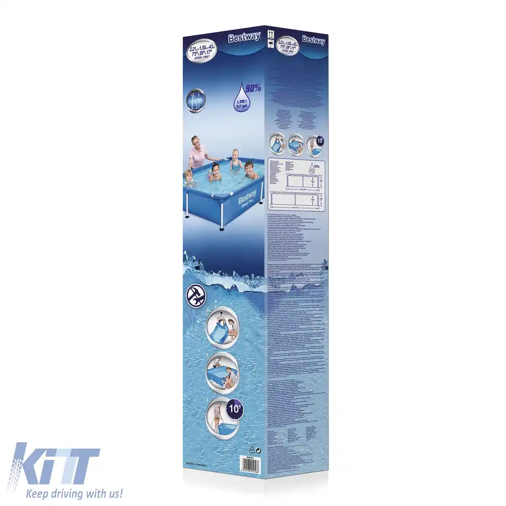 Piscină rectangulară BESTWAY Steel Pro Frame cu filtrul + pompă 221x150x43cm-image-6192635
