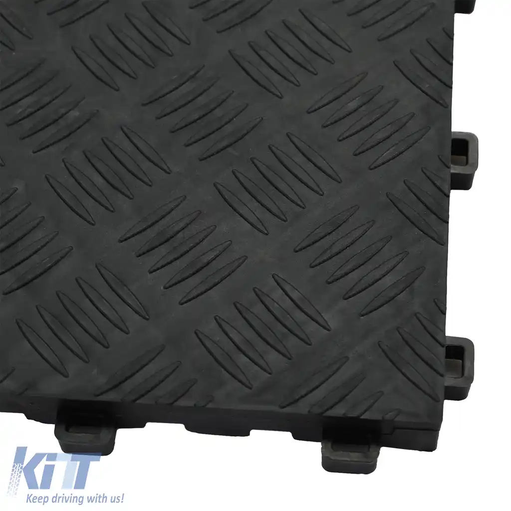 Placă de performanță RAMROXX Checker Plate pentru podea de garaj, neagră, 40x40cm-image-6200636