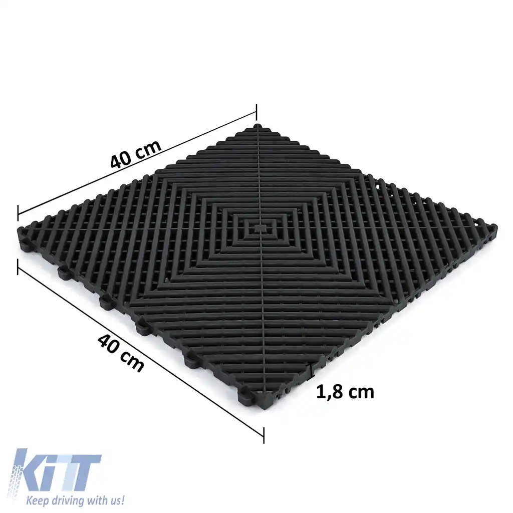 Placă de podea RAMROXX Performance pentru garaj, podea neagră 40x40cm-image-6276561