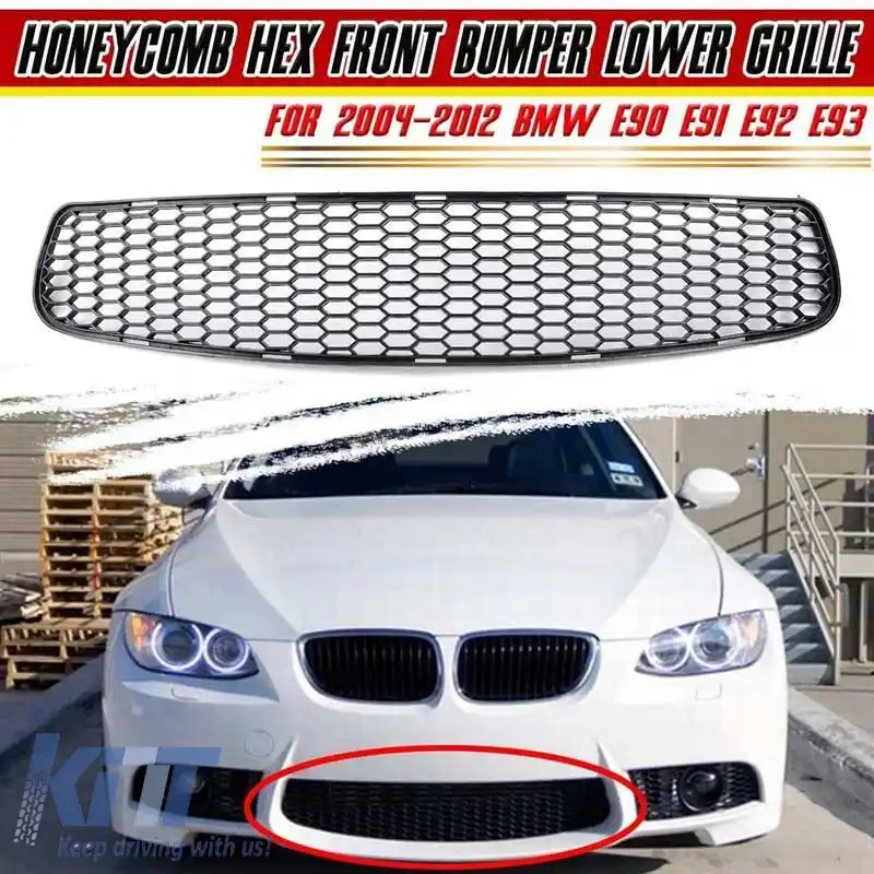 Plasă centrală frontală potrivită pentru BMW 3 E90 / E91 04-08 / E92 / E93 06-09 echipată cu bara de protecție aftermarket M3 1 piesă-image-6301171