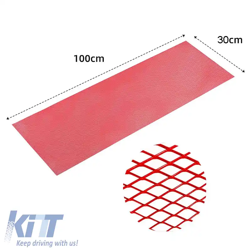 Plasă de bumper universală din aluminiu 100x30cm roșie 1 bucată-image-6306504