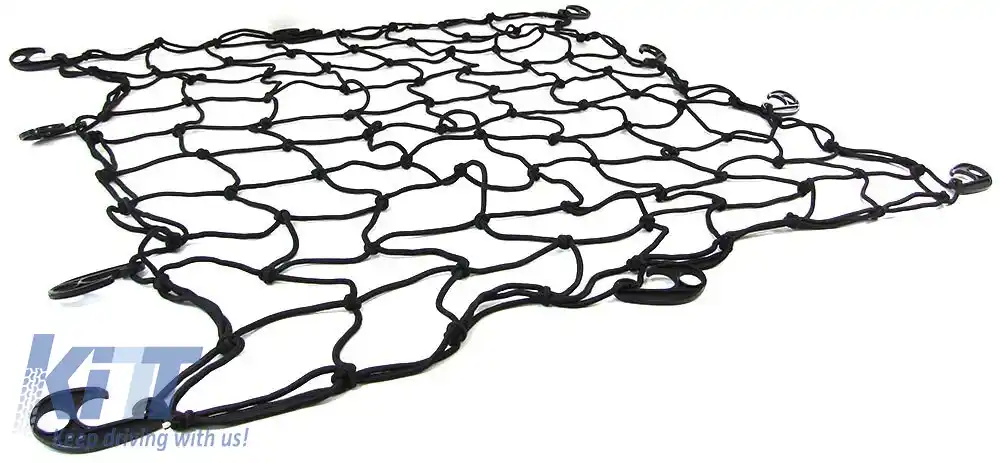 Plasă de compartimentare a bagajelor elastică cu 10 cârlige, neagră, 100x100cm, universală-image-6204380