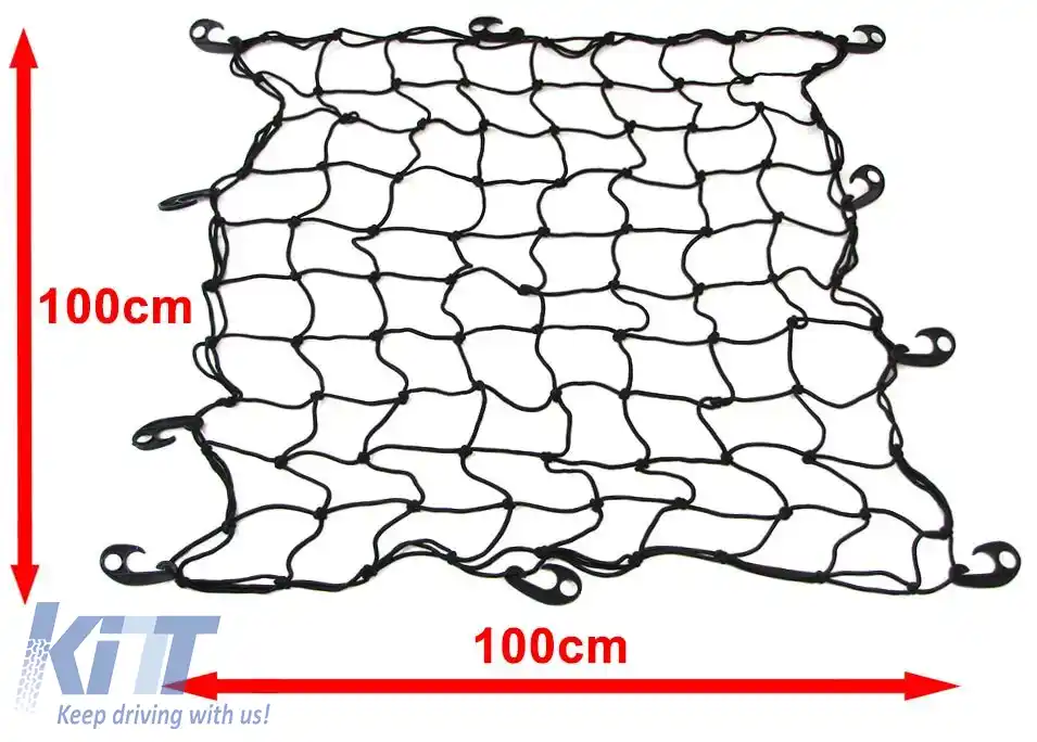 Plasă de compartimentare a bagajelor pentru portbagaj elastică cu 10 cârlige neagră 120x150cm universală-image-6200763