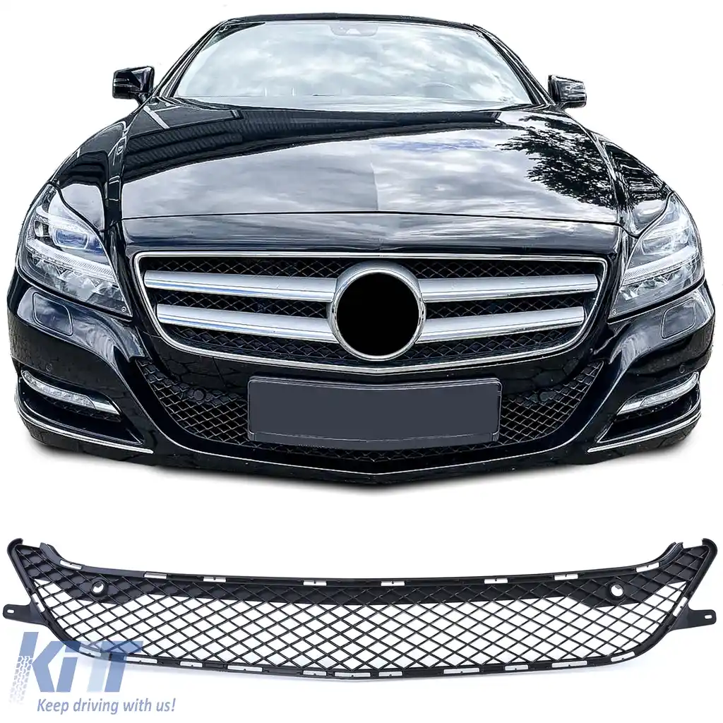 Plasă de grilaj radiator în bara de protecție potrivită pentru Mercedes CLS C218 X218 11-14 fără pachetul A Design