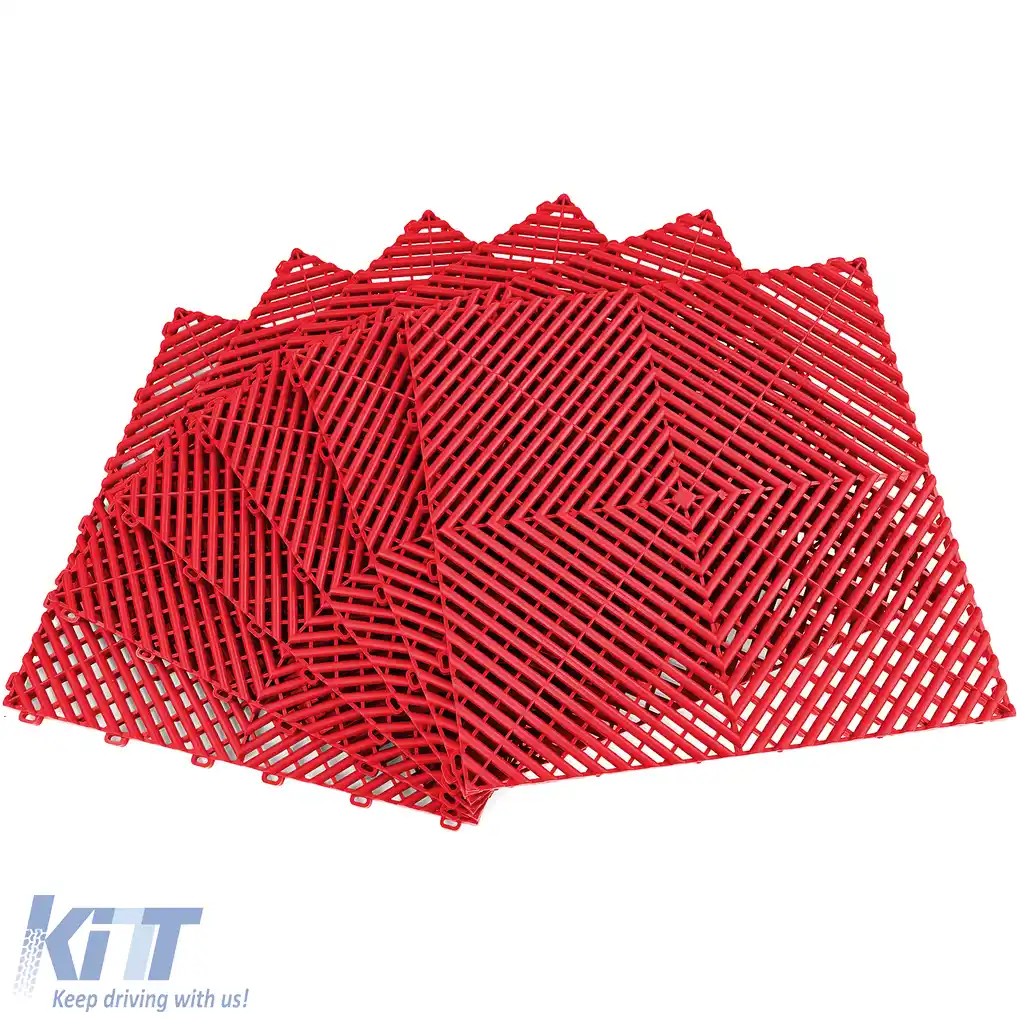 Plăci de podea RAMROXX Performance pentru garaj Podea roșie 40x40cm 6 bucăți 0.96mp