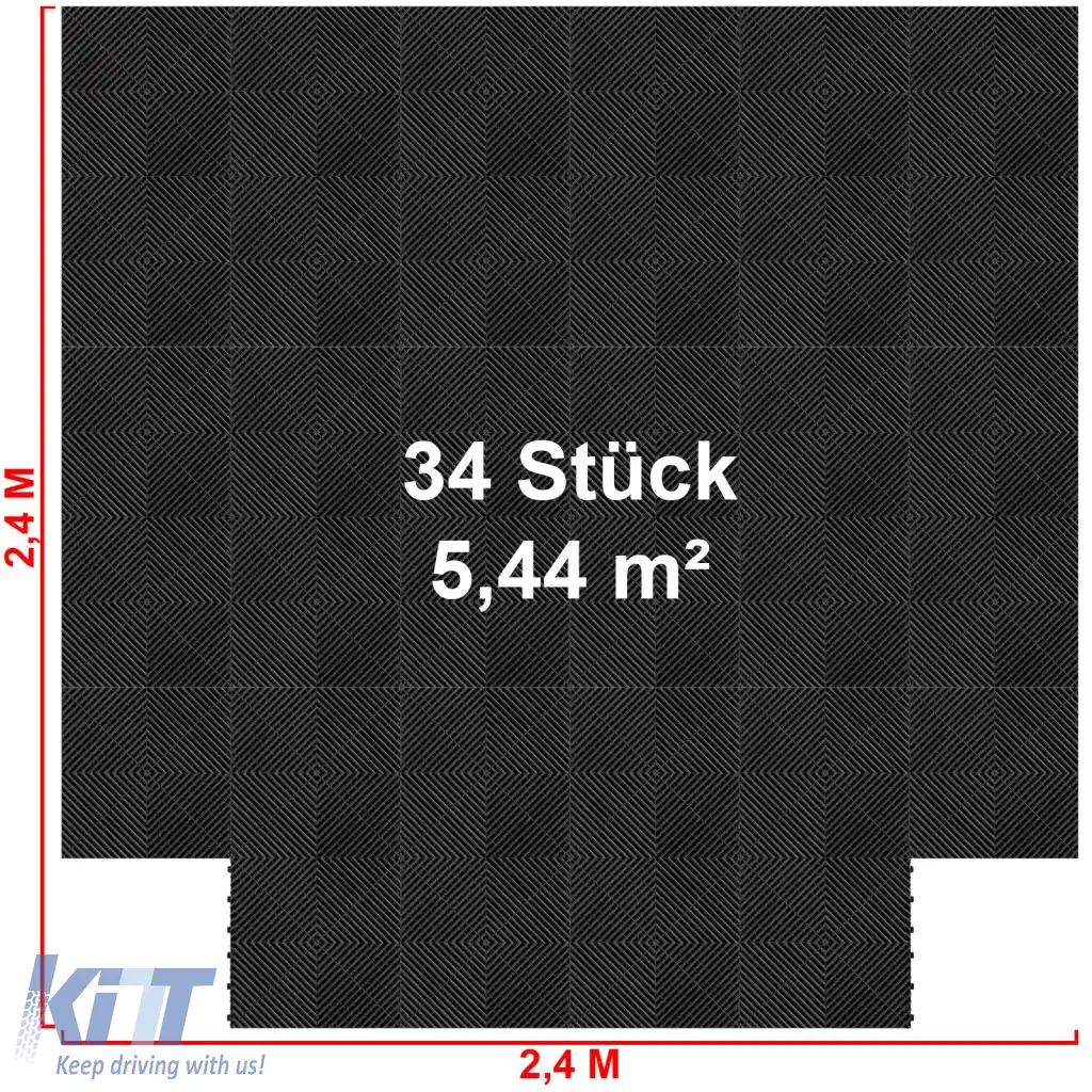 Plăci de podea RAMROXX Performance pentru garaj, podea neagră, 34 de bucăți = 5.44m²-image-6276160