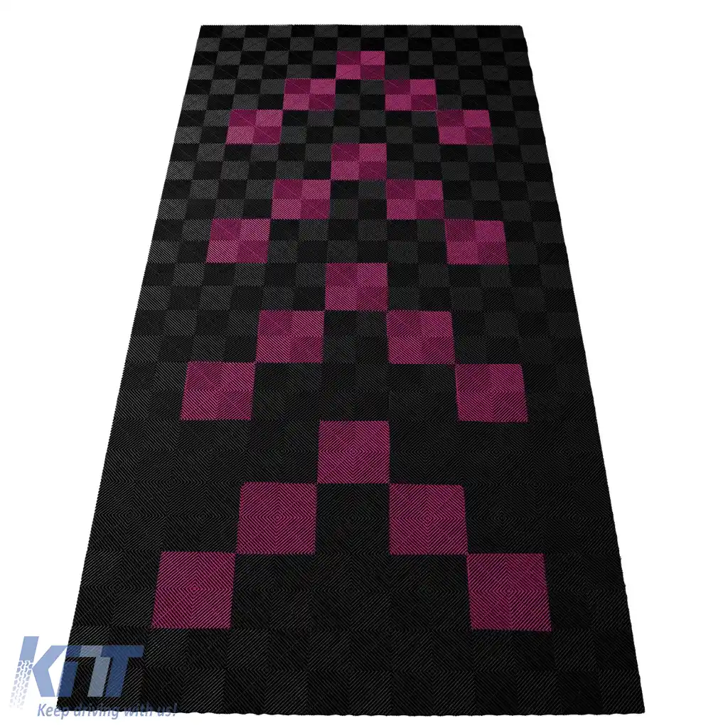 Plăci de podea RAMROXX Performance pentru garaj Podea 2.8mx5.6m negru roz Set1