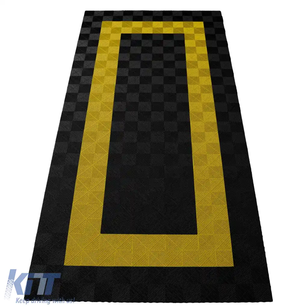 Plăci de podea RAMROXX Performance pentru garaj 2.8mx5.6m Negru Galben Set3