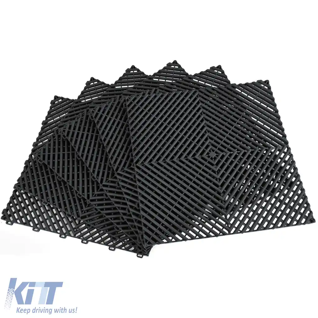 Plăci de podea RAMROXX Performance pentru garaj, culoare neagră, 40x40cm, 6 bucăți, 0.96mp