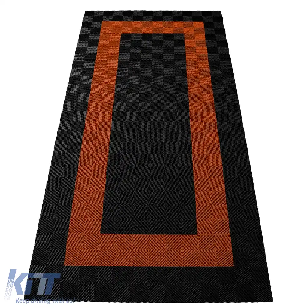 Plăci de podea RAMROXX Performance pentru garaj Podea 2.8mx5.6m negru portocalie 3