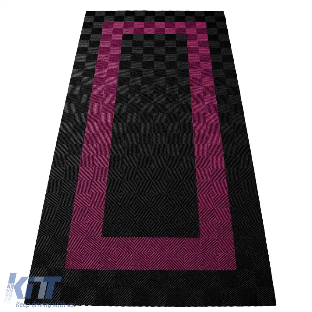 Plăci de podea RAMROXX Performance pentru garaj 2.8mx5.6m Negru Roz Set3
