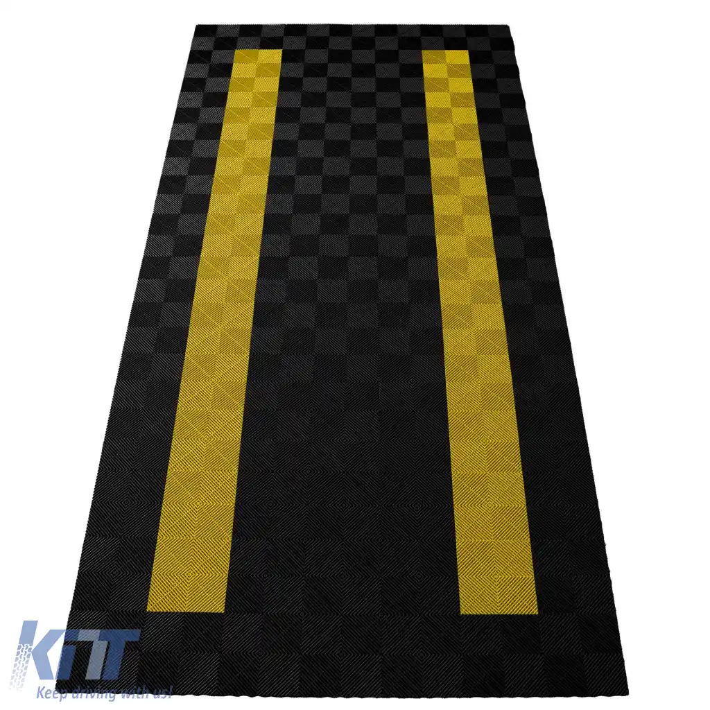 Plăci de podea RAMROXX Performance pentru garaj 2.8mx5.6m Negru Galben Set4