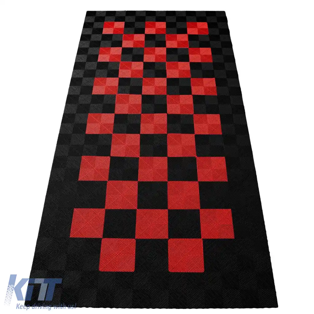 Plăci de podea RAMROXX Performance pentru garaj 2.8mx5.6m Negru Roșu Set2