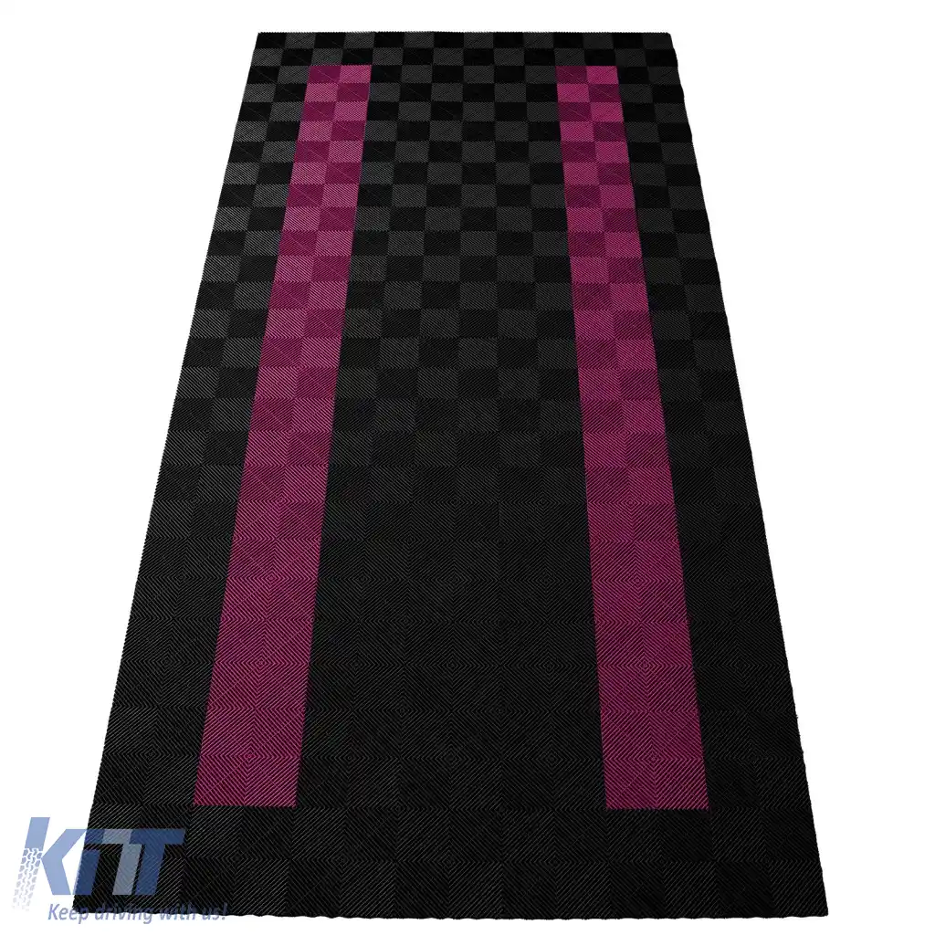 Plăci de podea RAMROXX Performance pentru garaj 2.8mx5.6m Negru Roz Set4