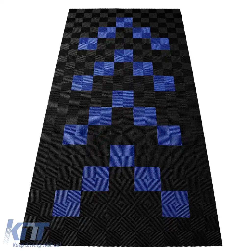 Plăci de podea RAMROXX Performance pentru garaj 2.8mx5.6m Negru Albastru Set1