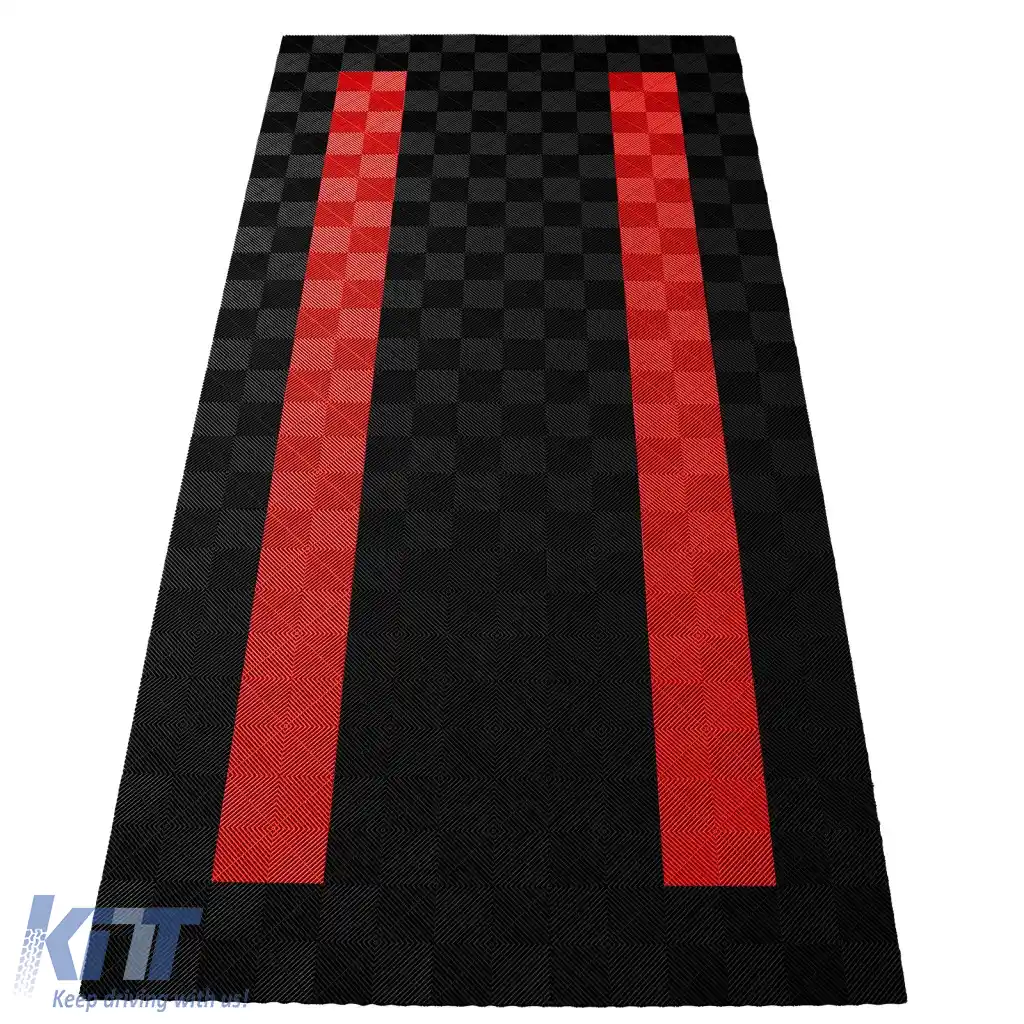 Plăci de podea RAMROXX Performance pentru garaj 2.8mx5.6m Negru Roșu Set4