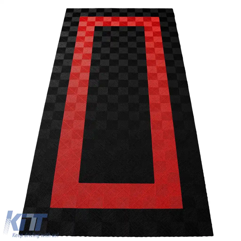 Plăci de podea RAMROXX Performance pentru garaj 2.8mx5.6m Negru Roșu Set3