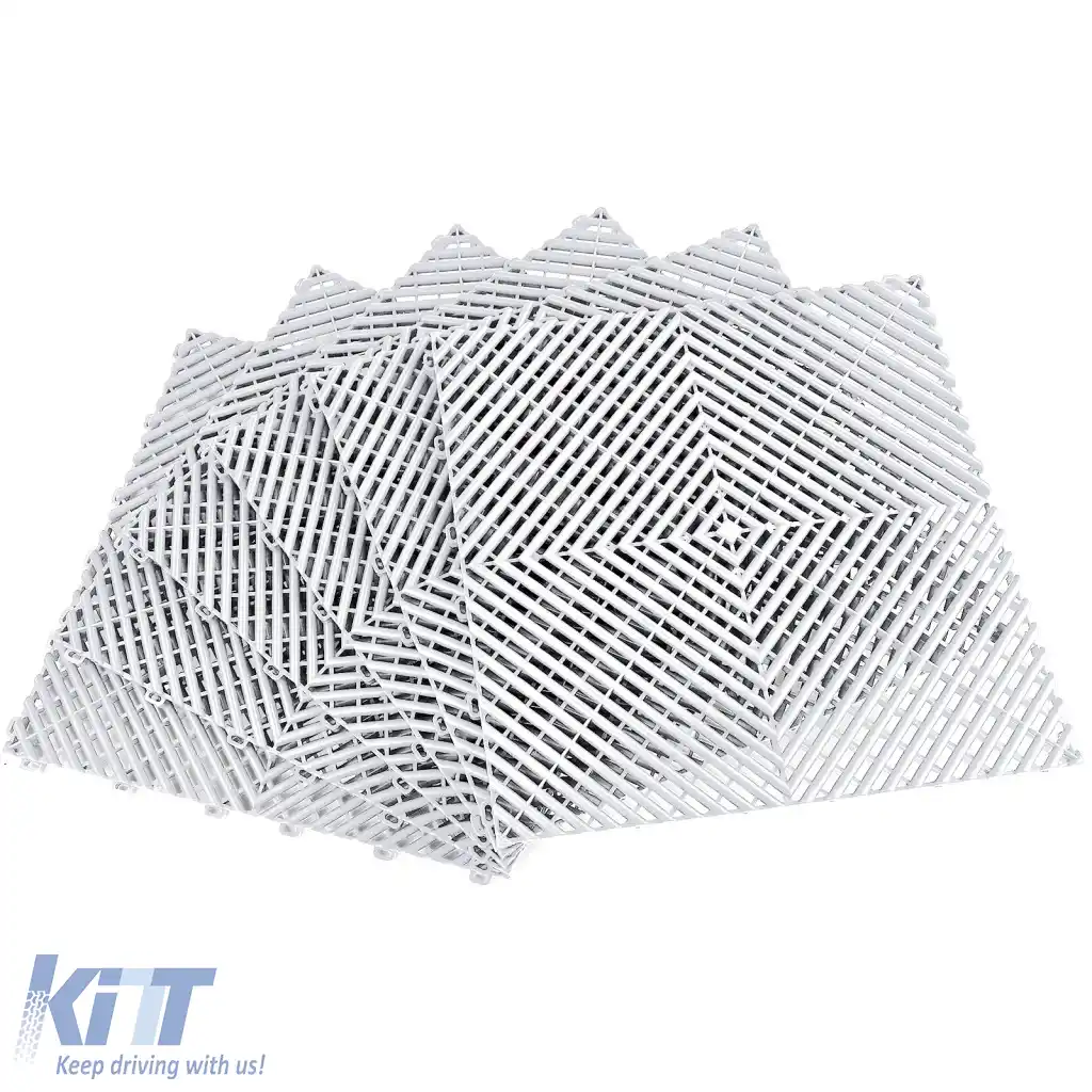 Plăci de podea RAMROXX Performance pentru garaj, podea albă 40x40cm, 6 bucăți, 0.96mp