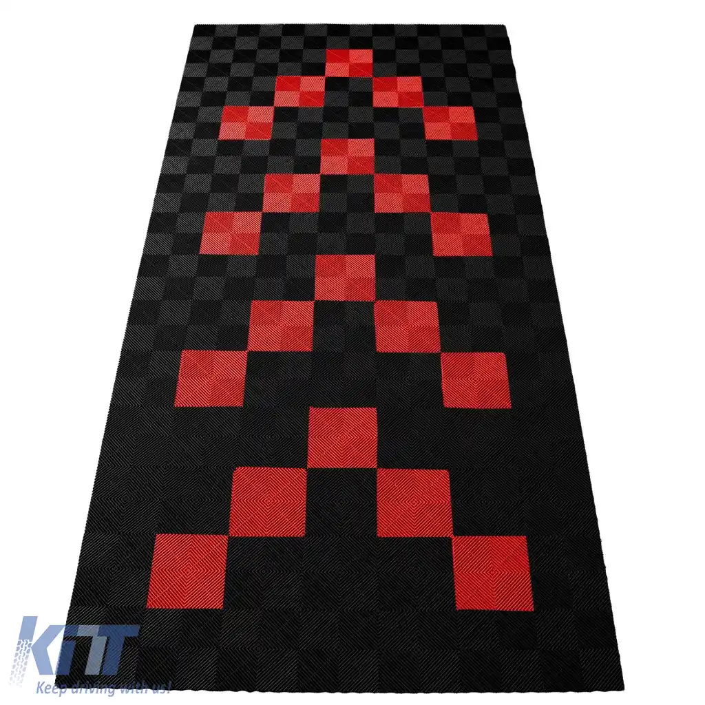 Plăci de podea RAMROXX Performance pentru garaj 2.8mx5.6m Negru Roșu Set1