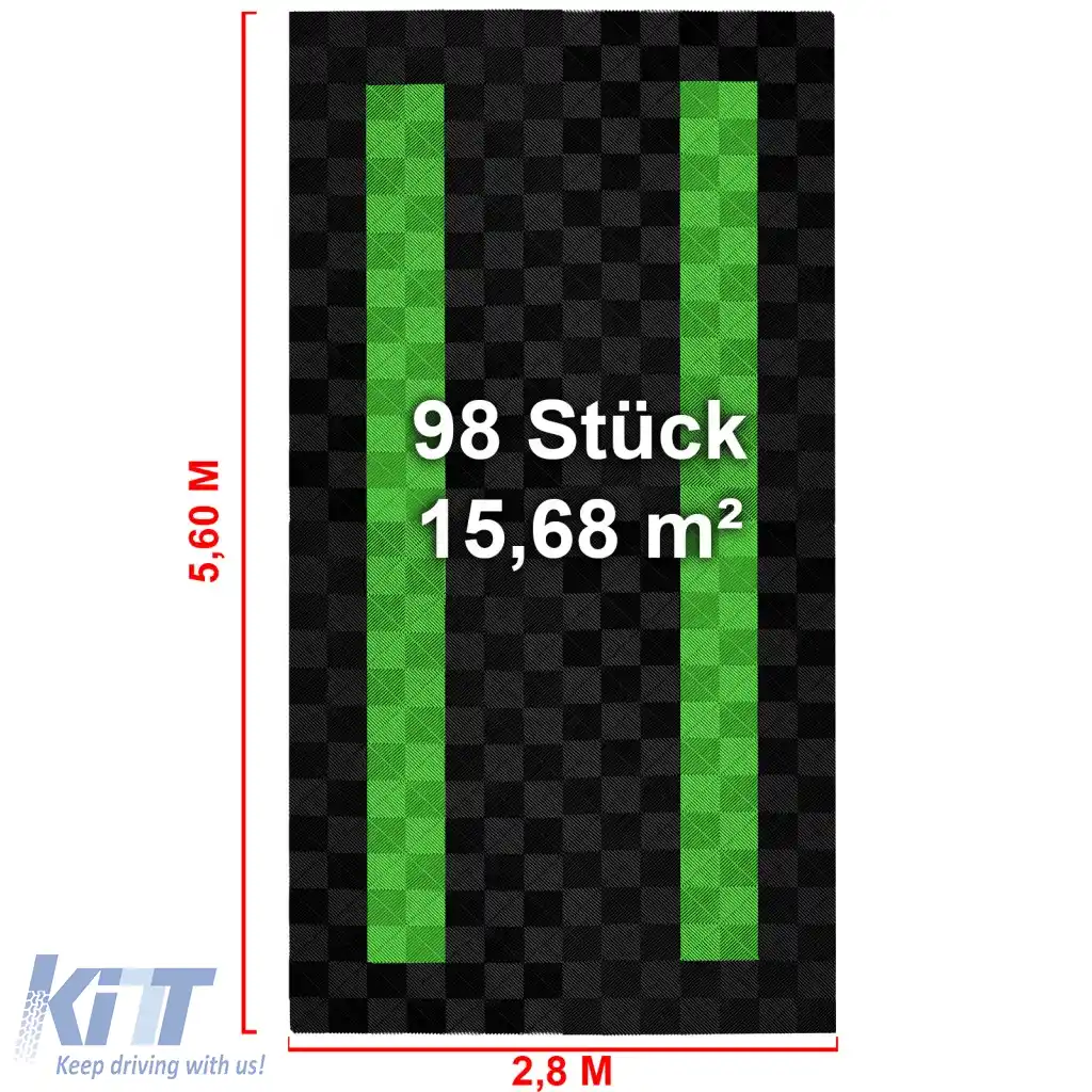 Plăci de podea RAMROXX Performance pentru garaj 2.8mx5.6m Negru Verde Deschis 4-image-6276380