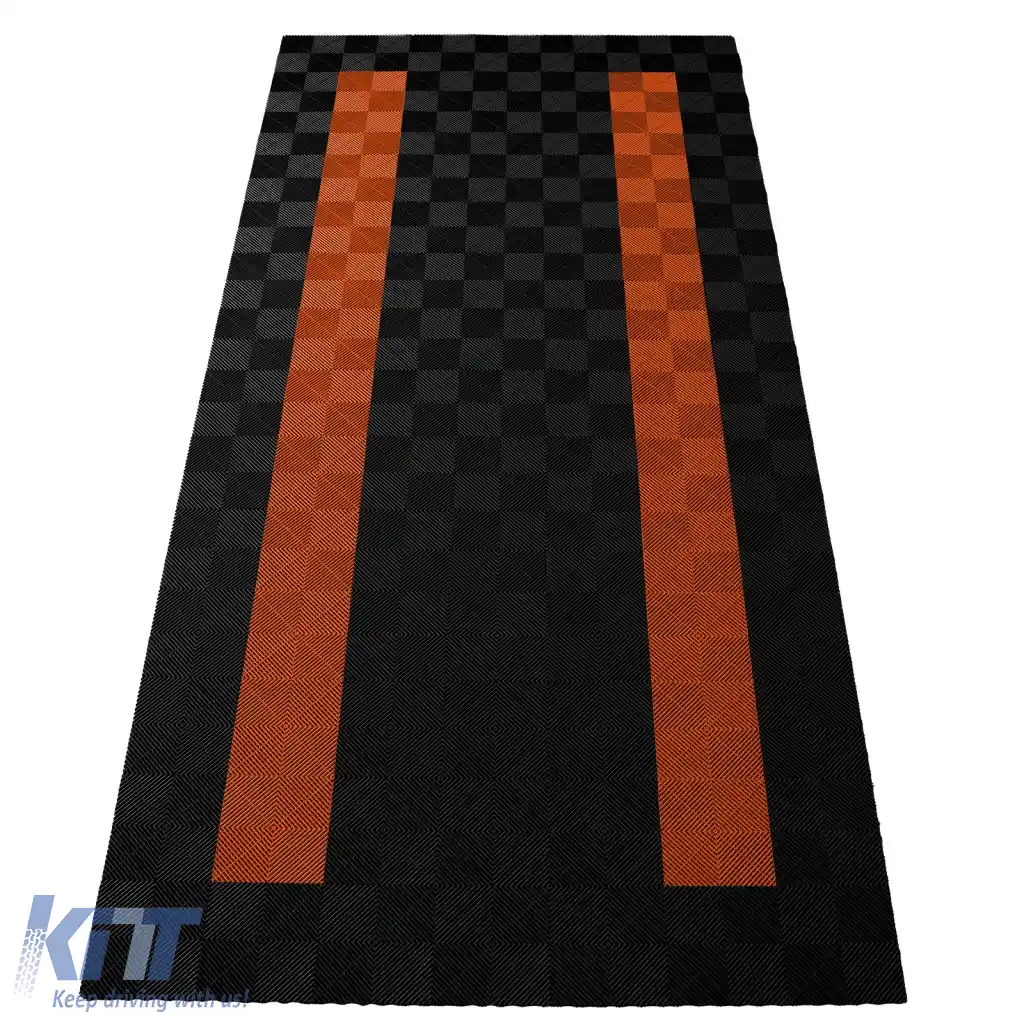 Plăci de podea RAMROXX Performance pentru garaj Podea 2.8mx5.6m negru portocalie 4