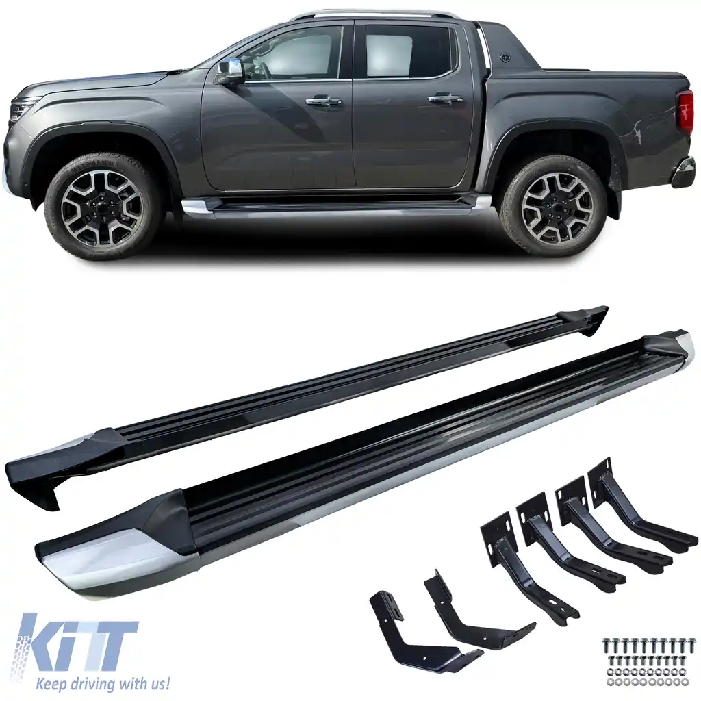 Plăci de protecție laterale din aluminiu argintii negre, potrivite pentru VW Amarok 2010-2022
