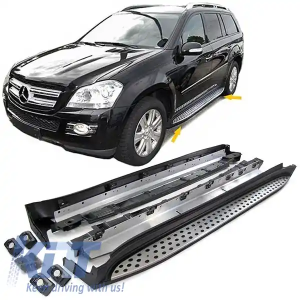 Plăci de rulare din aluminiu pentru protecția flancurilor, stil OE, cu ABE, potrivite pentru Mercedes GL X164 06-12