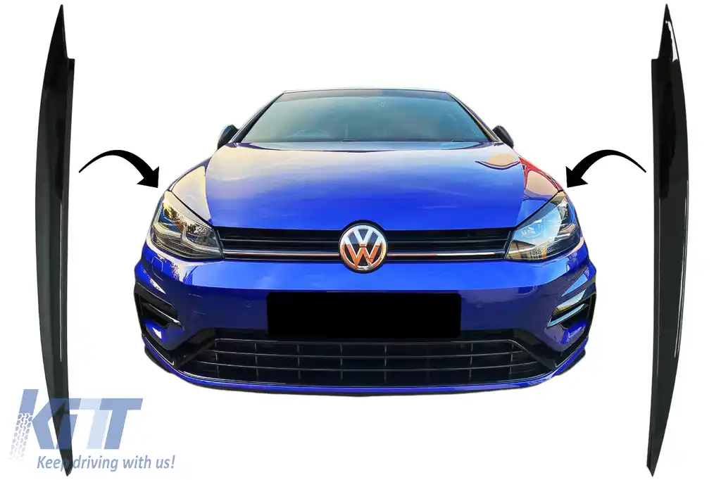 Pleoape Faruri compatibil cu VW Golf VII 7 5G (2013-2017) Negru Lucios