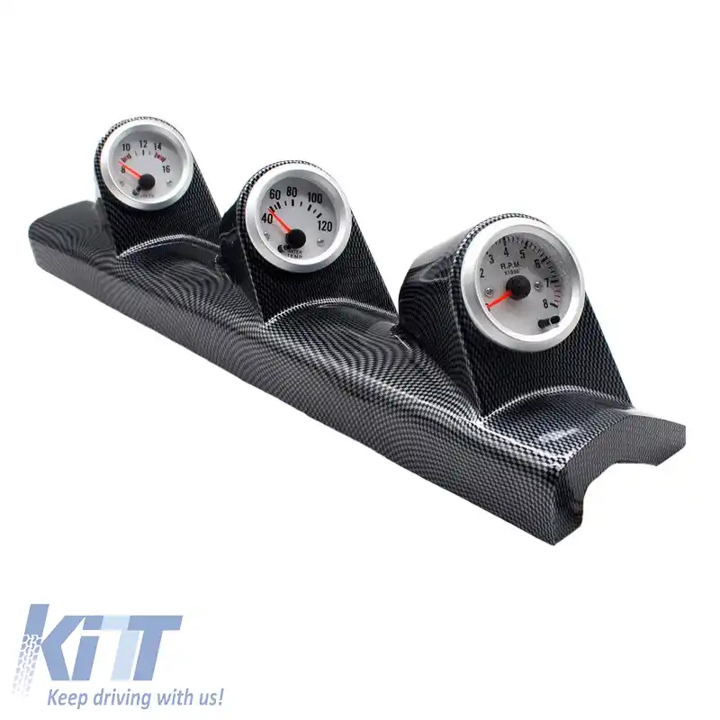 Pod de manometre pentru stalp Triplu (3 x 52mm) Aspect Carbon Prosport-image-6300880