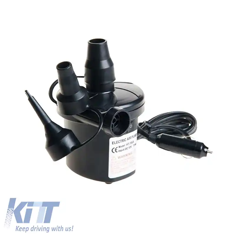 Pompă de aer electrică potrivită pentru saltele gonflabile, camping, piscină 12V 220V HT-196 1 bucată-image-6311015