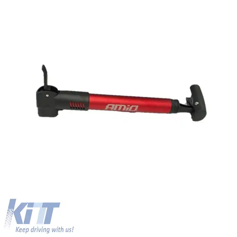 Pompă manuală potrivită pentru bicicletă și mașină Aluminiu Amio Roșu 28cm 02145-image-6293772